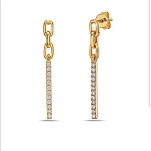 14KY Gold & Diamond Link / Bar earrings by Bassali